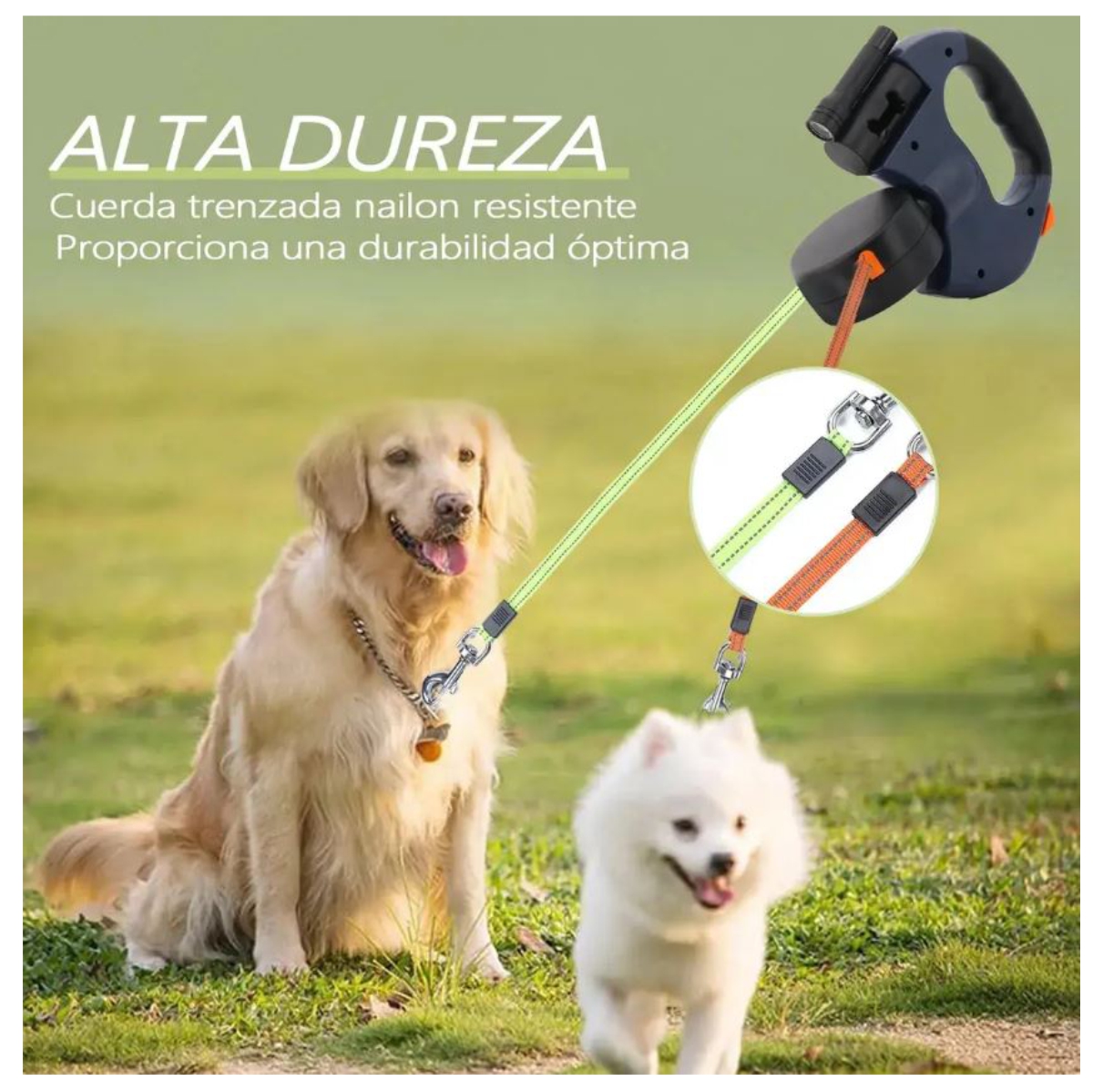 Correa Retractil Doble Mascota 3metros